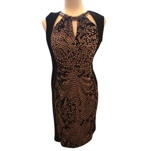 Joseph Ribkoff Black Beige Snakeskin Patterned Sleeveless Dress Women’s 10
